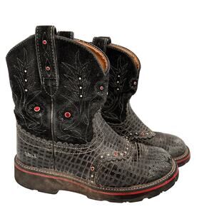Ariat Black Fatbaby Gembaby Women's Leather Round Toe Cowboy Boots Size 7